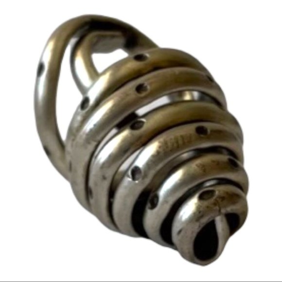 Abstract Beehive Silver Charm Pendant - Picture 6 of 6